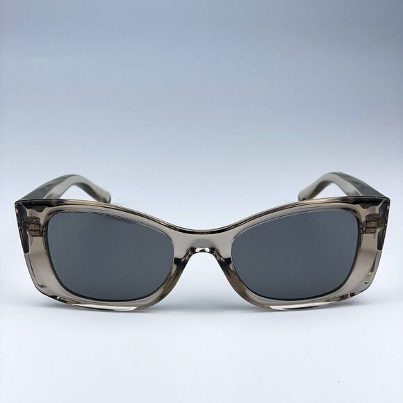 NEW Saint Laurent SL593 003 Beige Grey Silver Square Unisex Sunglasses - Picture 1 of 9